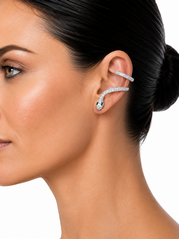 Emerald Serpent Ear Cuff - Pair [𝗡𝗲𝘄 𝗔𝗿𝗿𝗶𝘃𝗮𝗹]